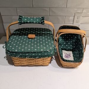 Vintage Longaberger Picnic Basket 1996 Green Liner Heritage Collectors Farmhouse